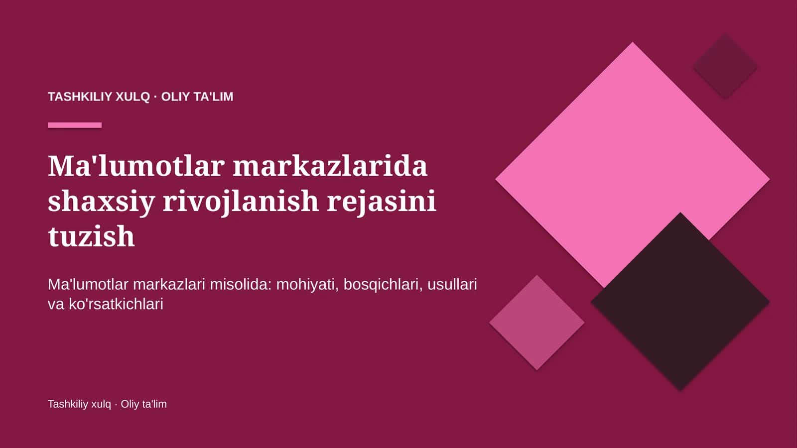 Ma'lumotlar markazlarida shaxsiy rivojlanish rejasini tuzish 1