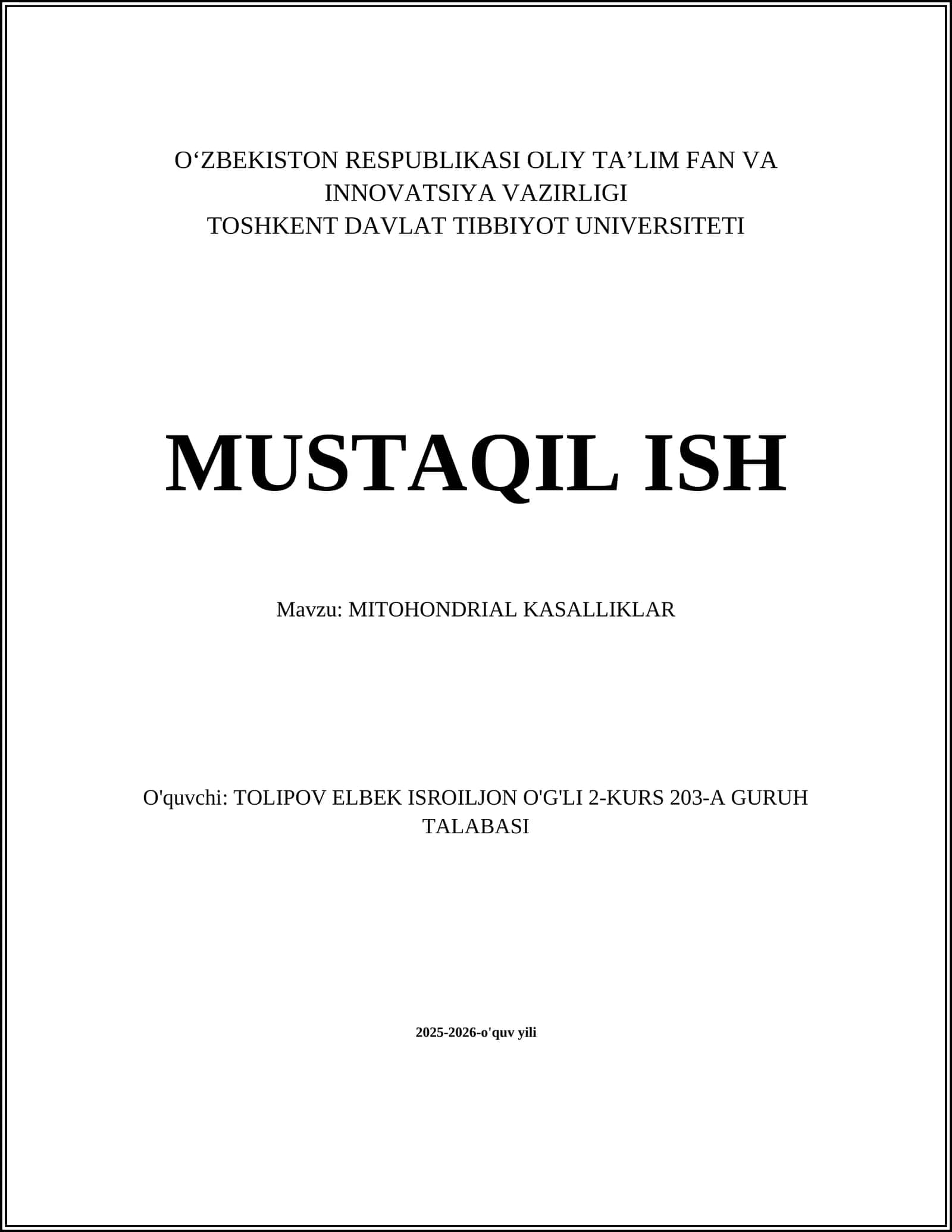 MITOHONDRIAL KASALLIKLAR 1