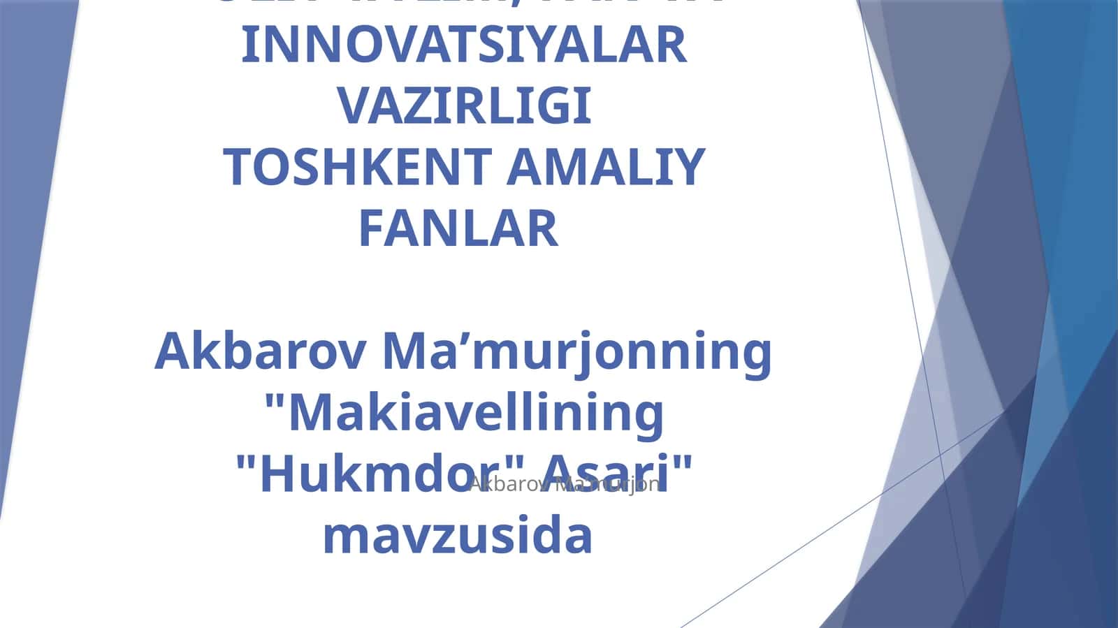 Makiavellining "Hukmdor" Asari 1