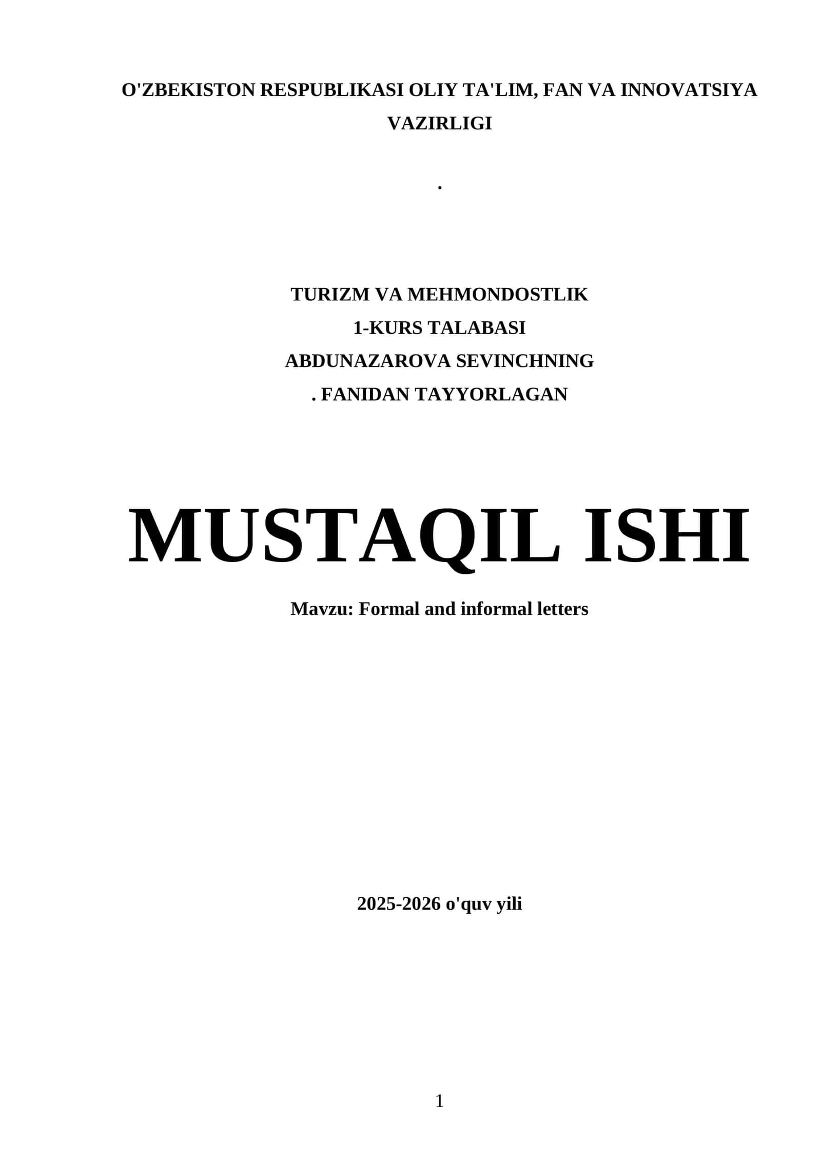 Formal and informal letters 1