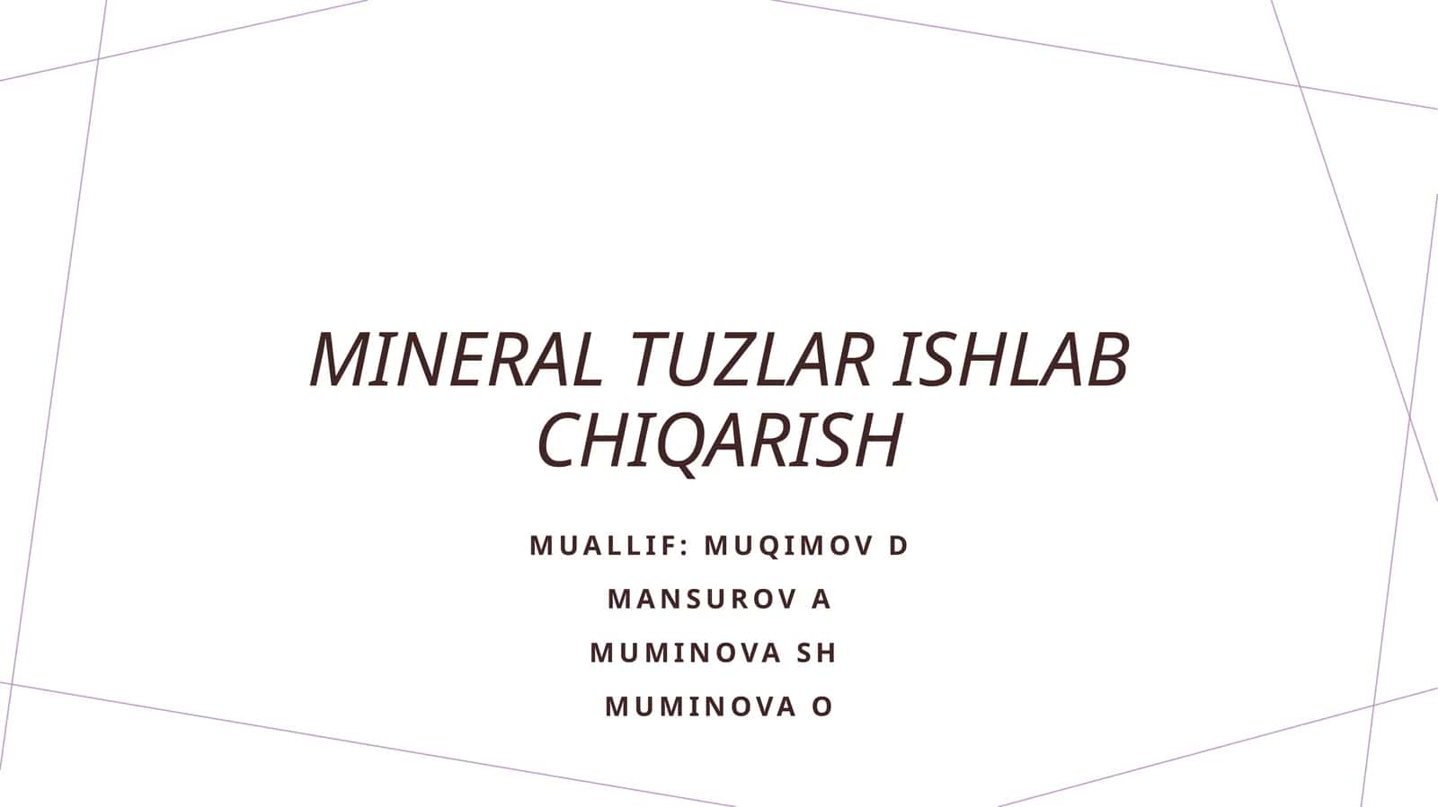 Mineral tuzlar ishlab chiqarish 1