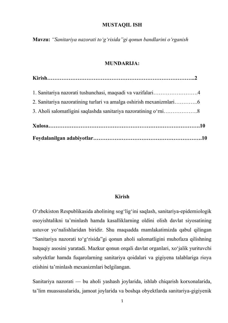 Sanitariya nazorati to‘g‘risida 1