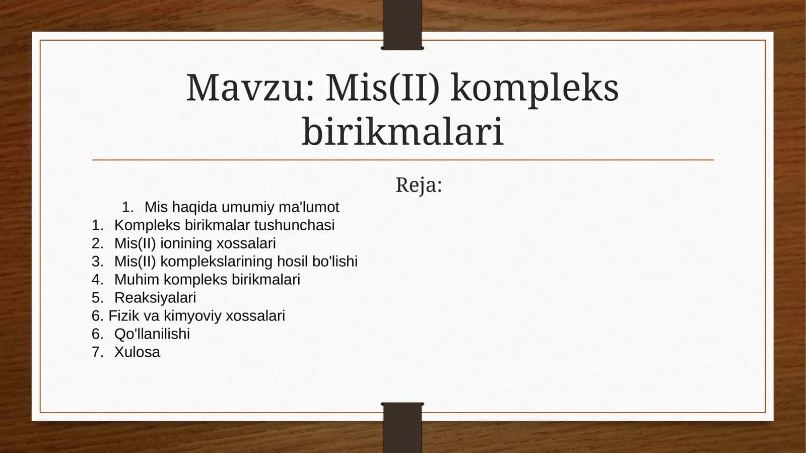 Mis(II) Kompleks Birikmalari 1