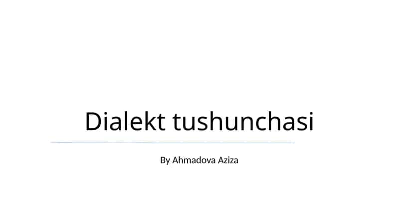 Dialekt tushunchasi 1