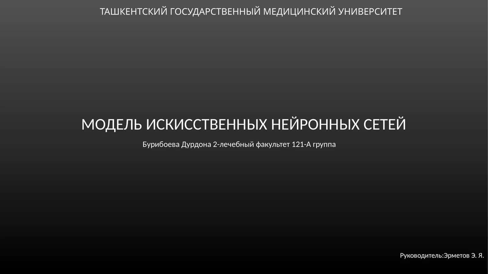 Модель искусственных нейронных сетей 1
