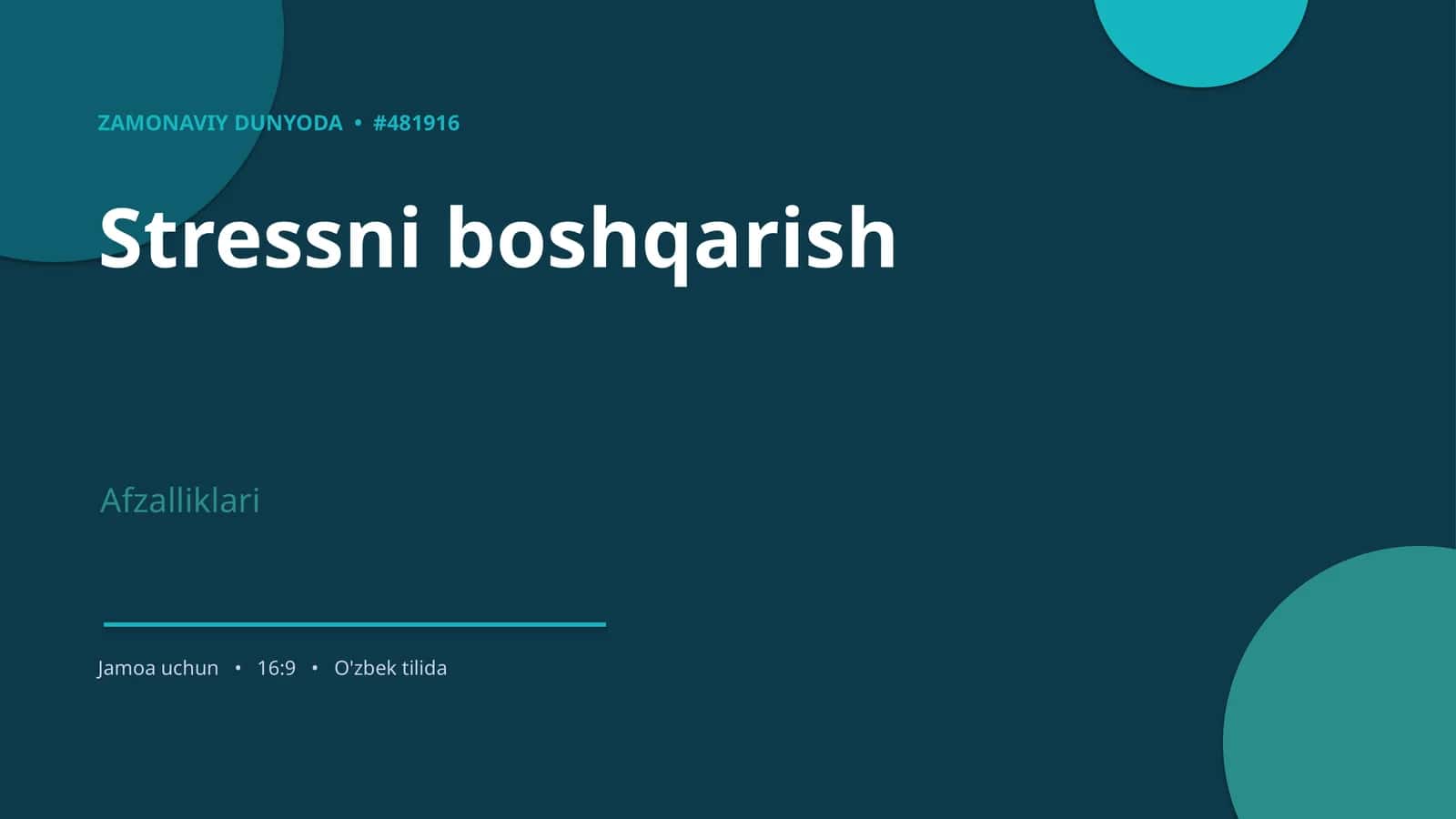 Stressni boshqarish 1