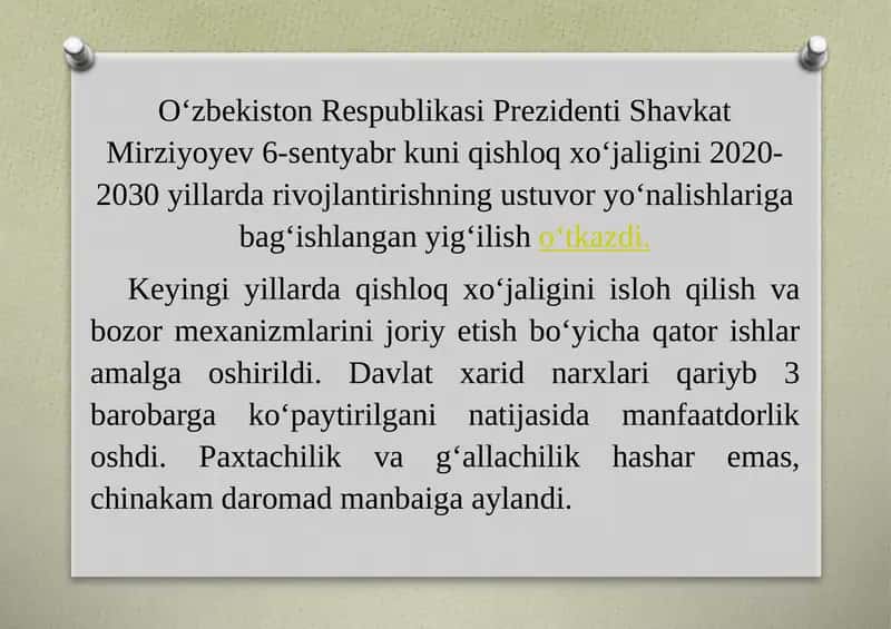 Qishloq xo‘jaligi rivojlantirish strategiyasi 1