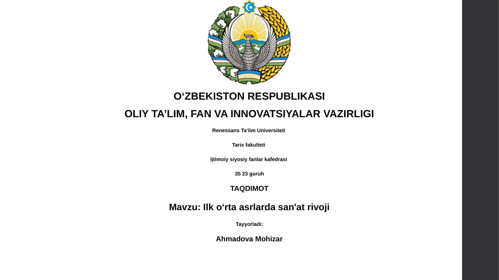 Ilk o‘rta asrlarda san'at rivoji 1