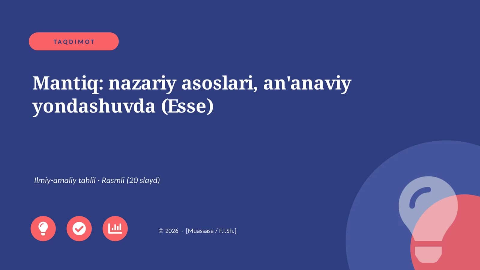 Nazariy asoslari, an'anaviy yondashuvda (Esse) 1
