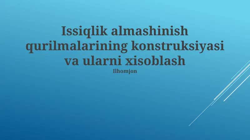 Issiqlik almashinish qurilmalari 1