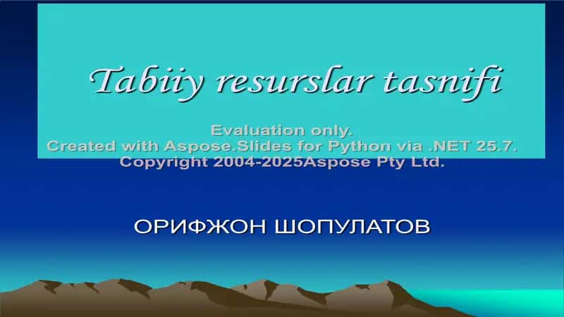 Tabiiy resurslar tasnifi 1