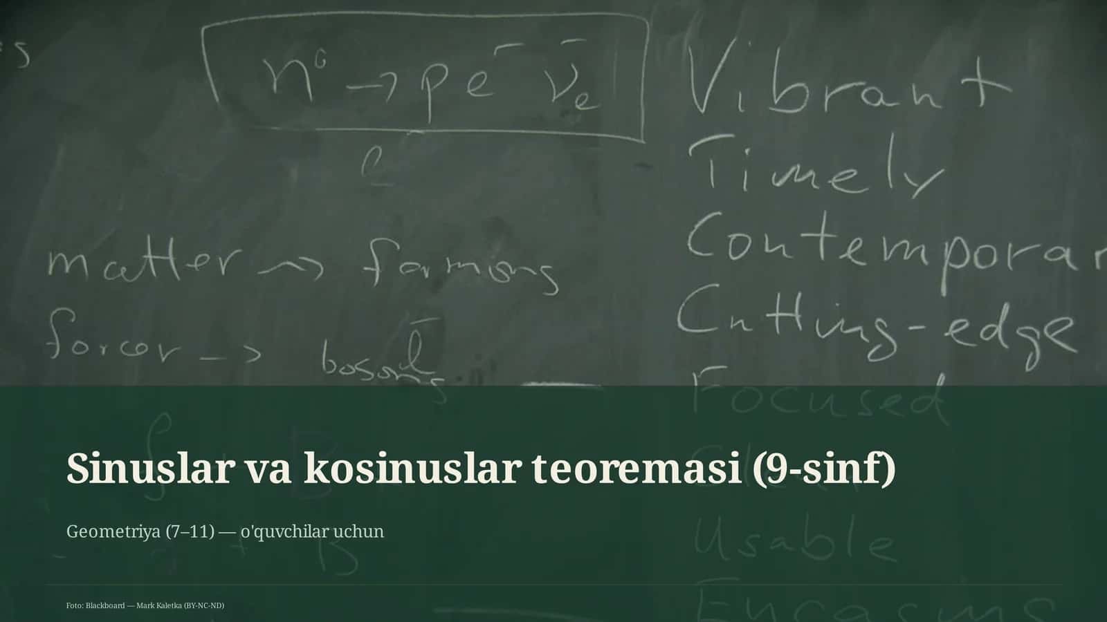 Sinuslar va kosinuslar teoremasi (9-sinf) 1