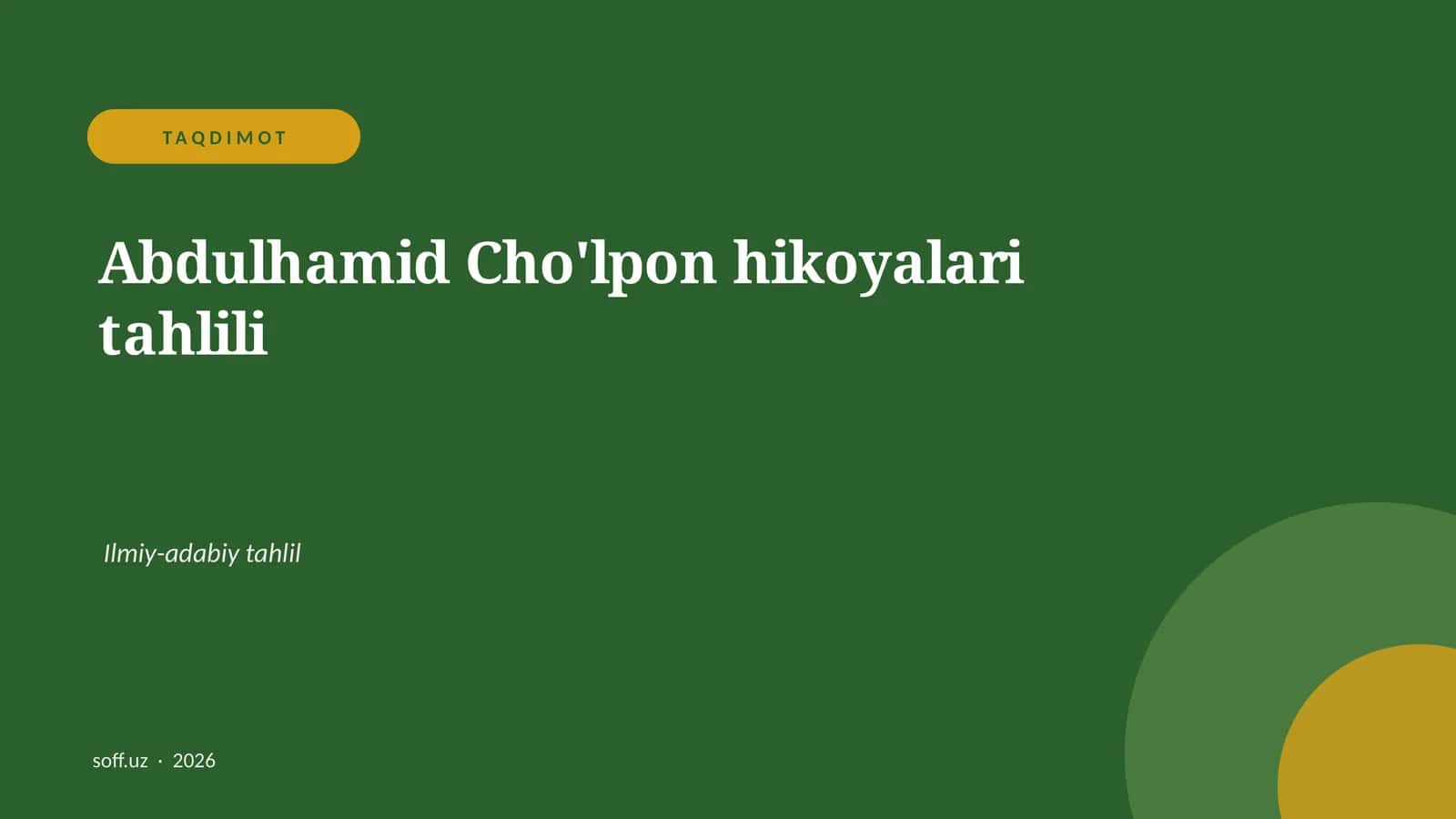 Abdulhamid Cho'lpon hikoyalari tahlili 1