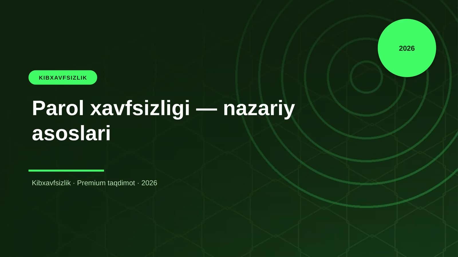 Parol xavfsizligi — nazariy asoslari 1