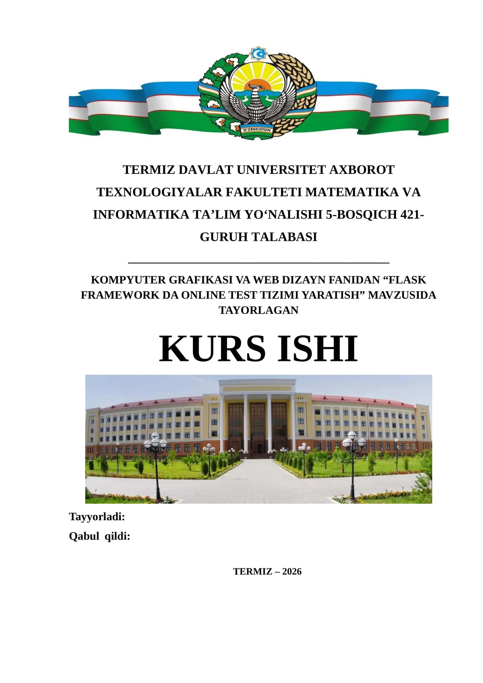 FLASK FRAMEWORKIDA Onlayn dars yozuvlarini saqlash va tarqatish tizimi 1
