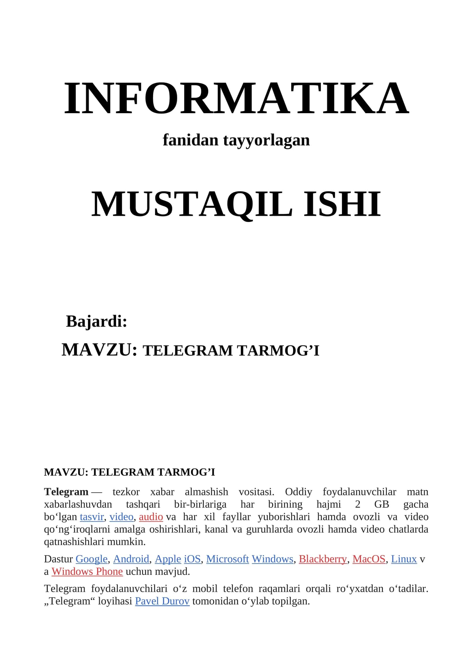 Telegram tarmoq'i 1