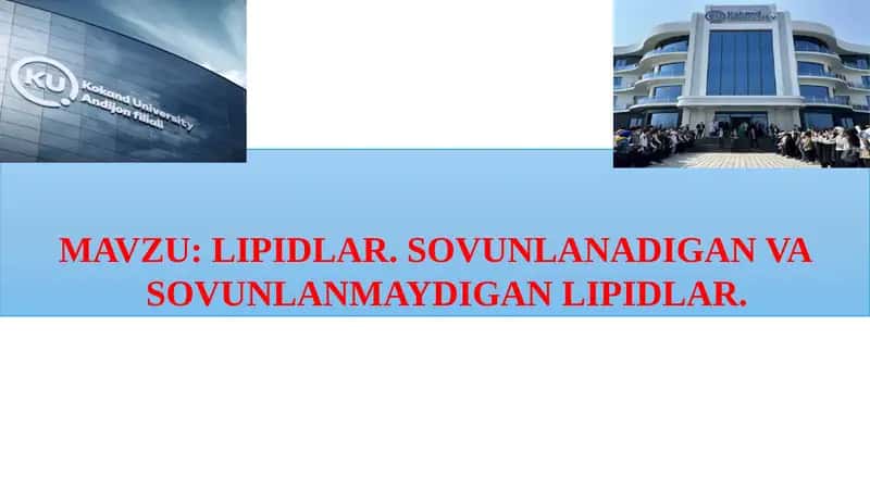 LIPIDLAR. SOVUNLANADIGAN VA SOVUNLANMAYDIGAN LIPIDLAR. 1