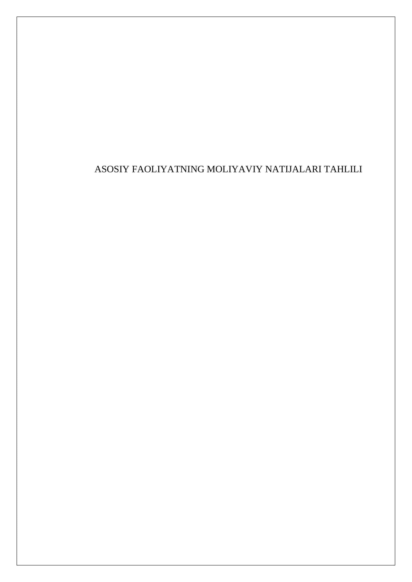 Moliyaviy natijalar tahlili 1