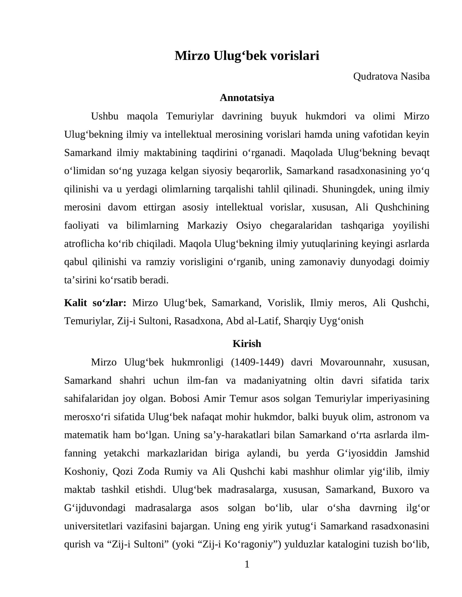 Mirzo Ulugʻbek.vorislari 1