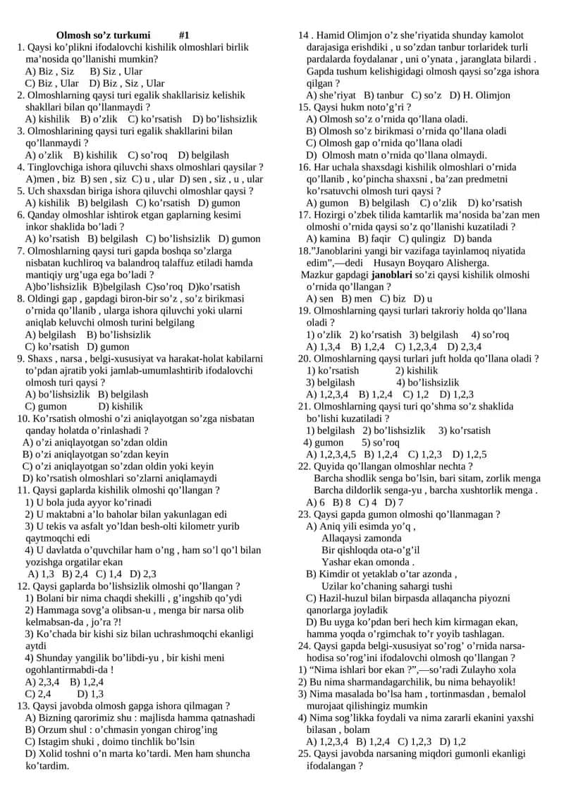 Olmosh so’z turkumi #1 1