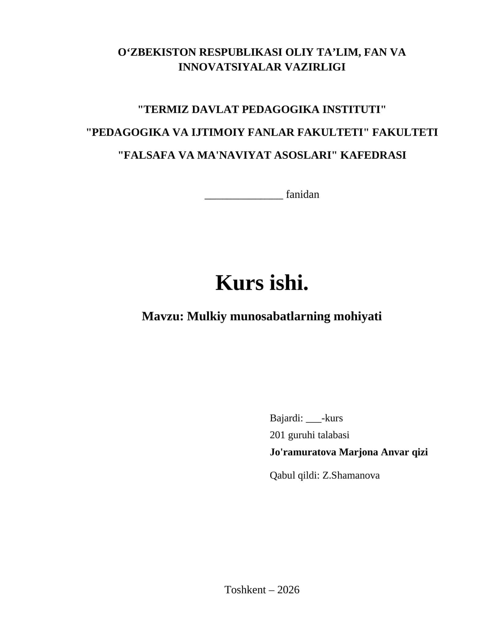 Mulkiy munosabatlarning mohiyati 1