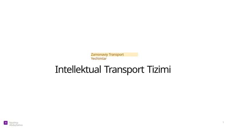 Zamonaviy Transport Yechimlar 1