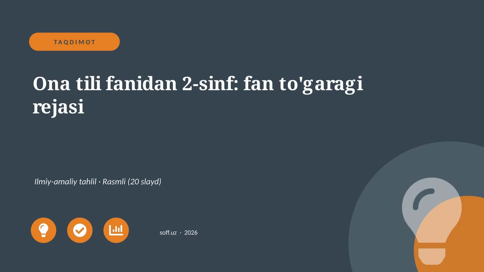 Ona tili fanidan 2-sinf: fan to'garagi rejasi 1