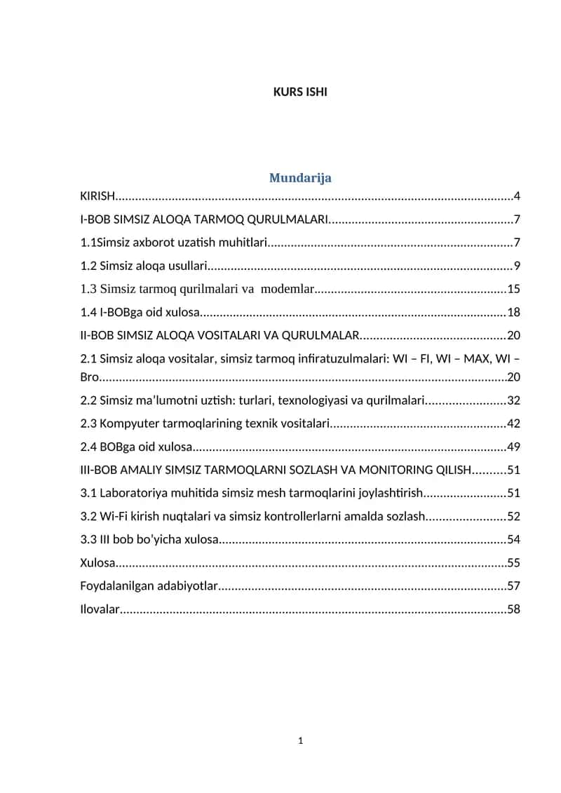 Simsiz aloqa tarmoqlari 1