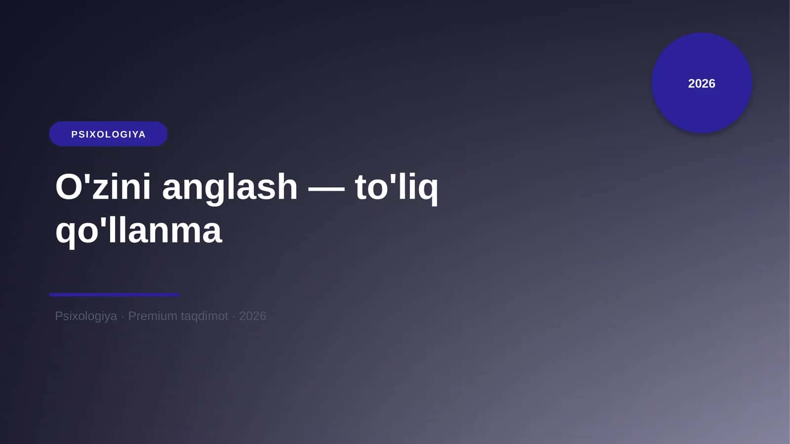 O'zini anglash — to'liq qo'llanma 1