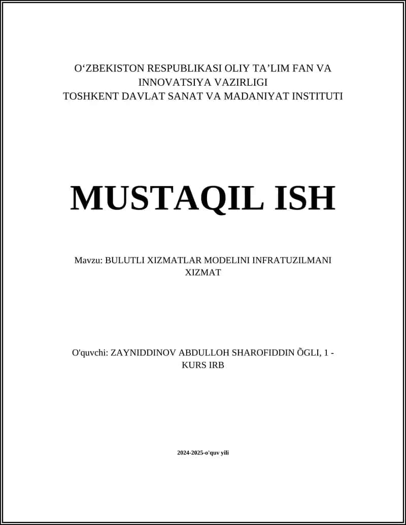 Bulutli xizmatlar modellari 1