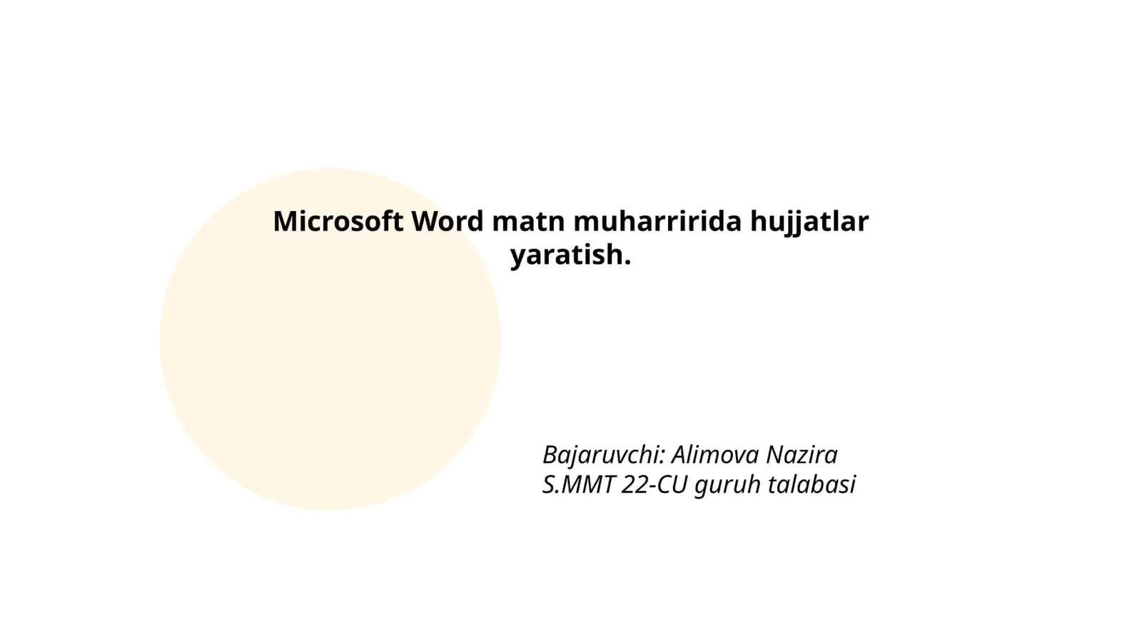 Microsoft Word matn muharririda hujjatlar yaratish 1