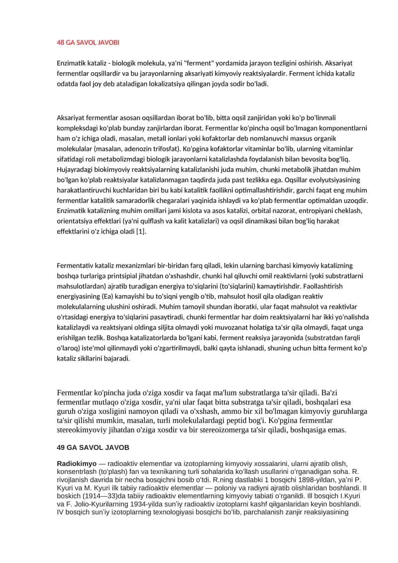 Enzimatik kataliz 1