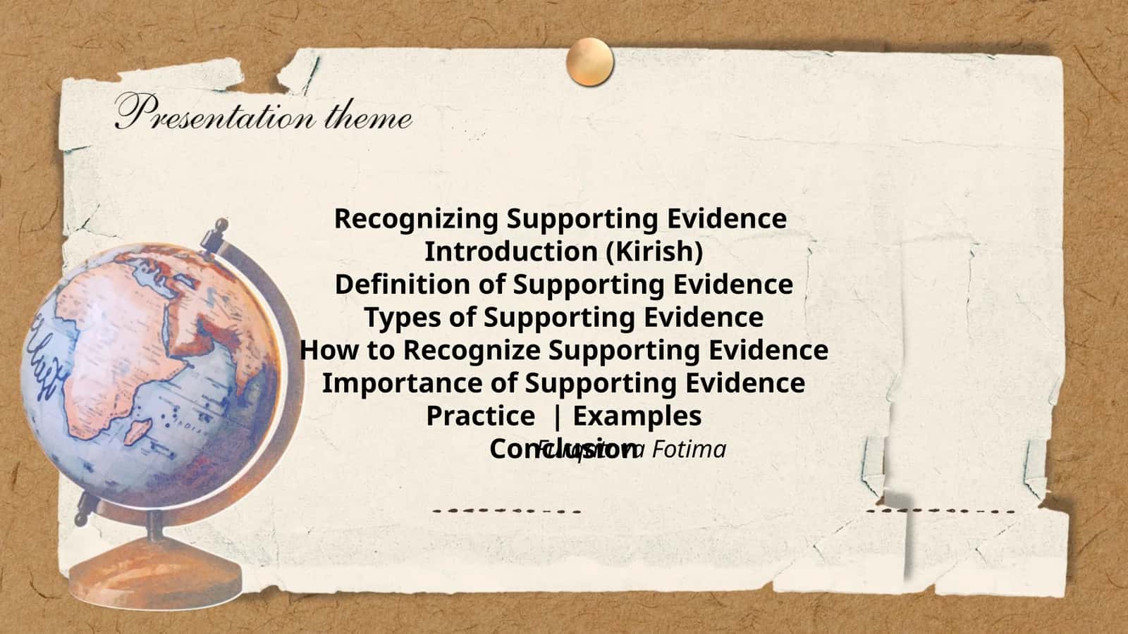 Recognizing Supporting Evidence 1