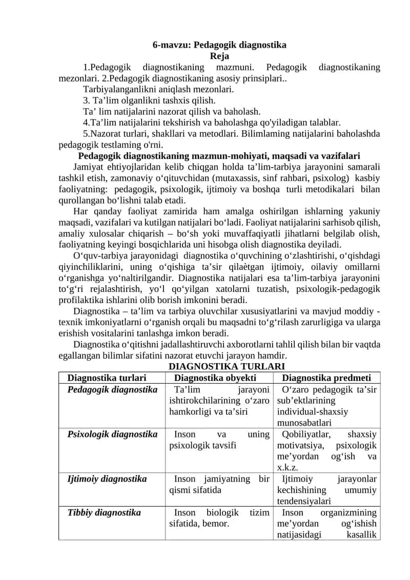 Pedagogik diagnostika 1