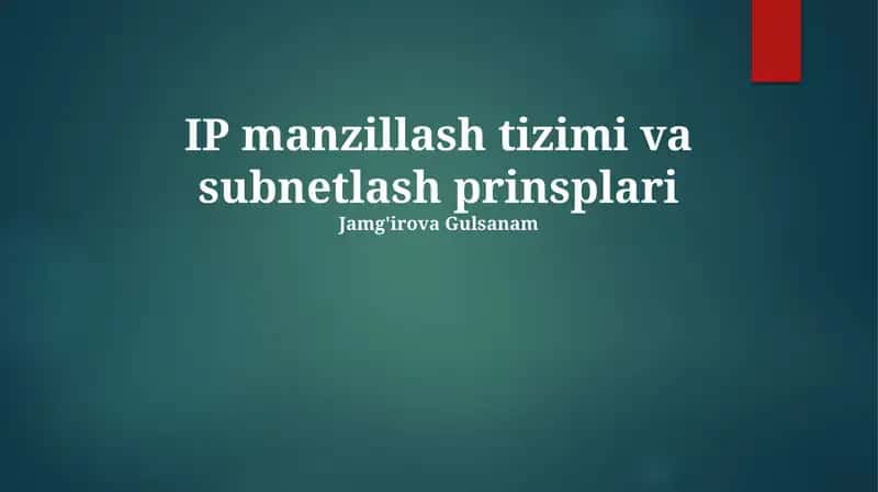 IP manzillash tizimi va subnetlash prinsplari 1