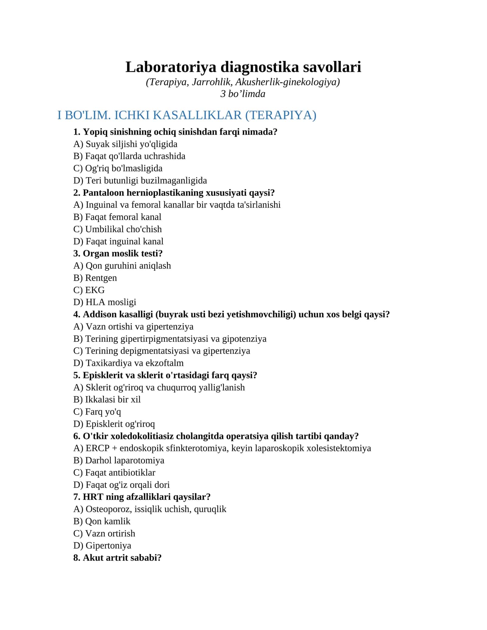 Laboratoriya diagnostika savollari 1