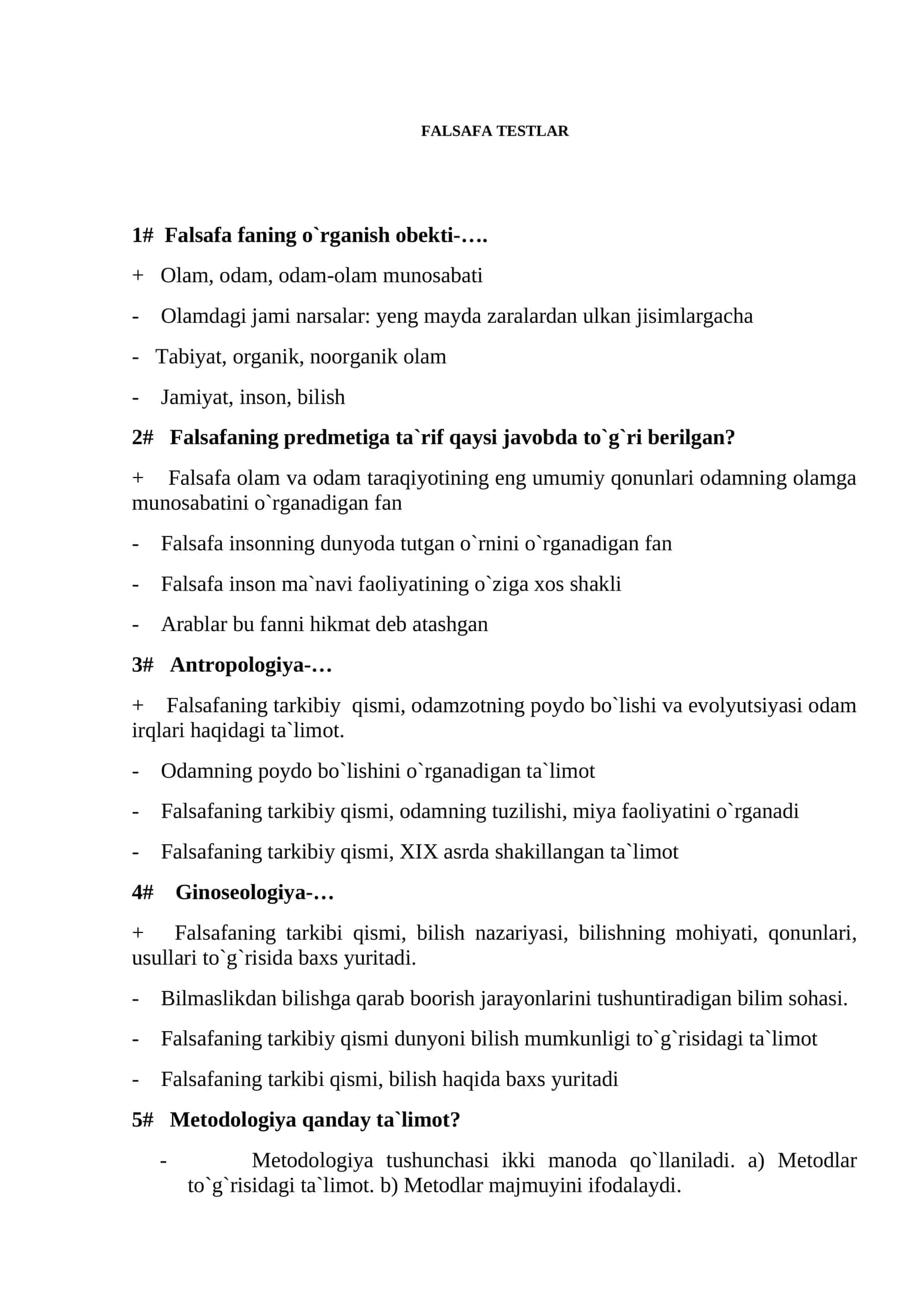 Falsafa Testlar 1