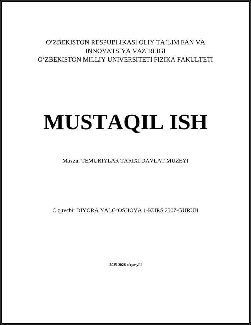 TEMURIYLAR TARIXI DAVLAT MUZEYI 1