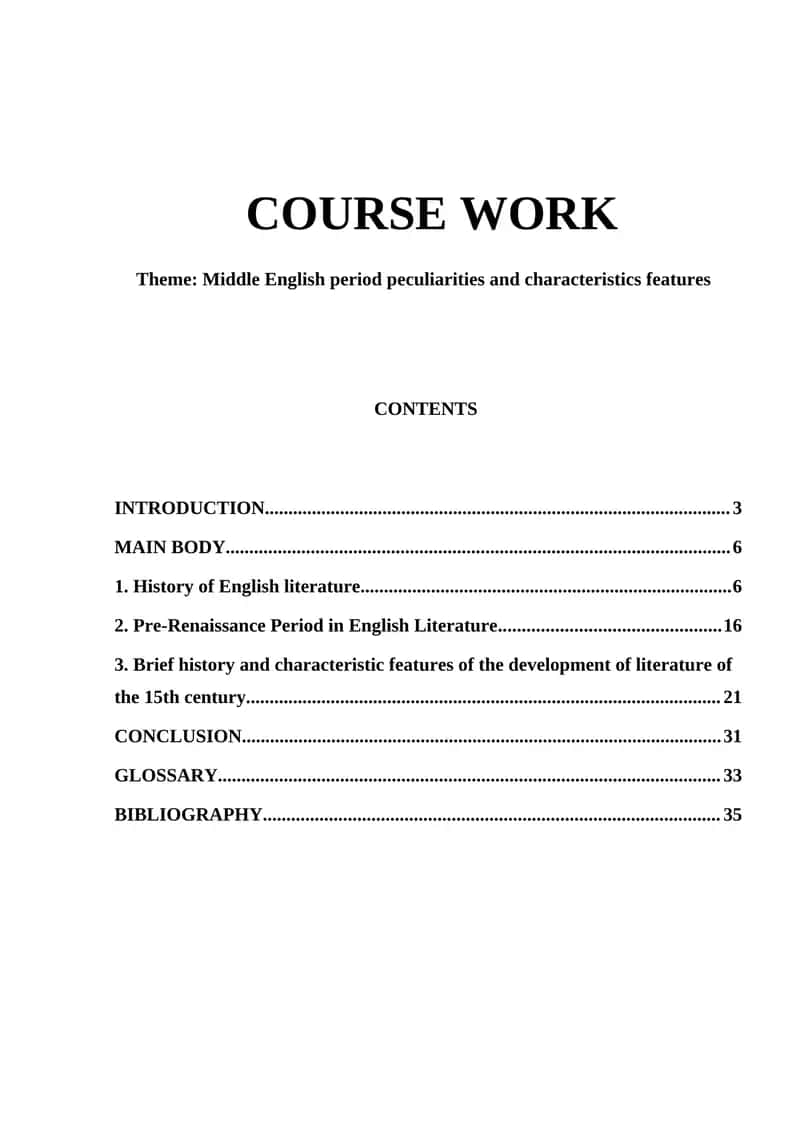 Middle English Literature Course 1