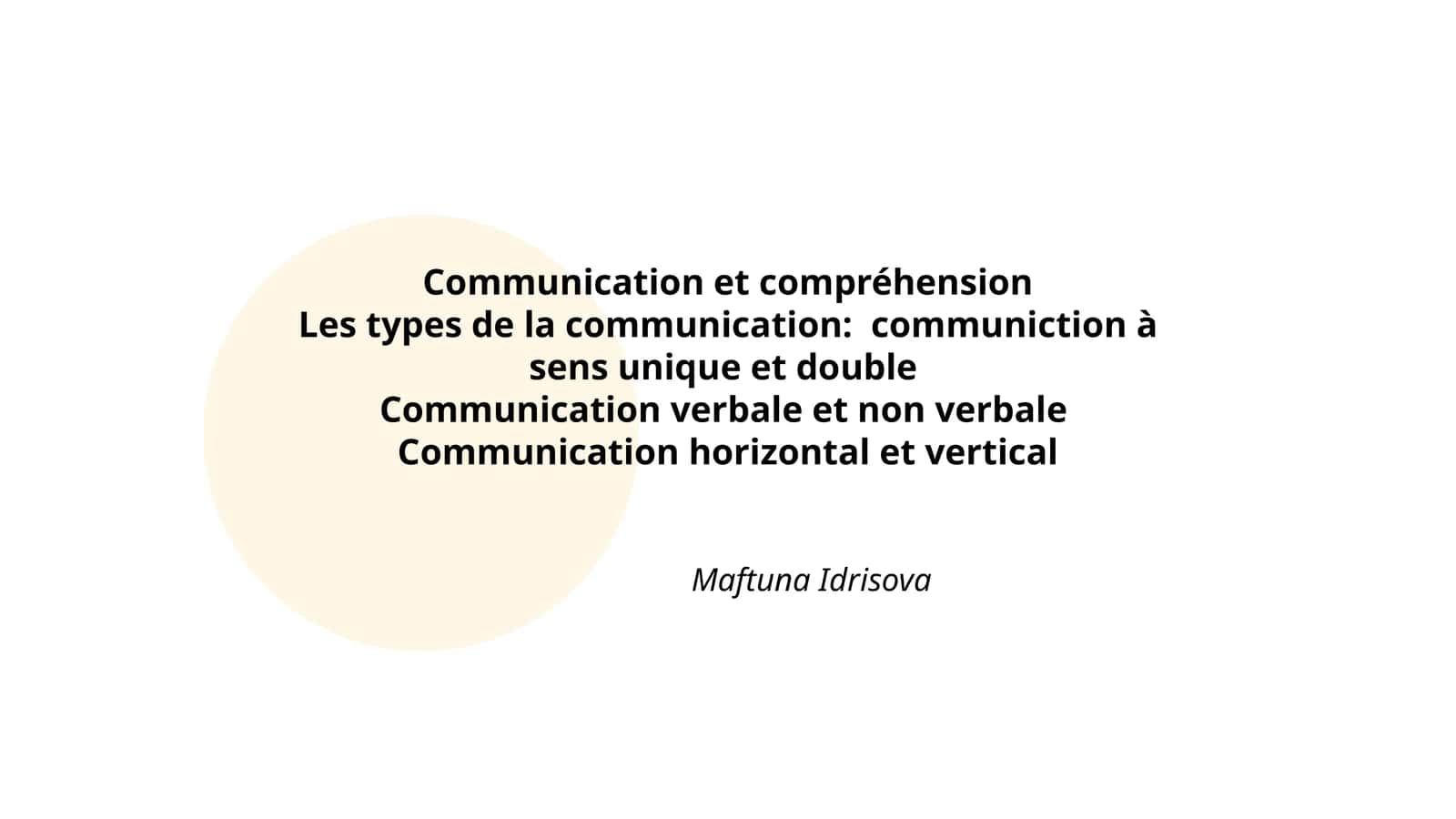 Communication et compréhension 1