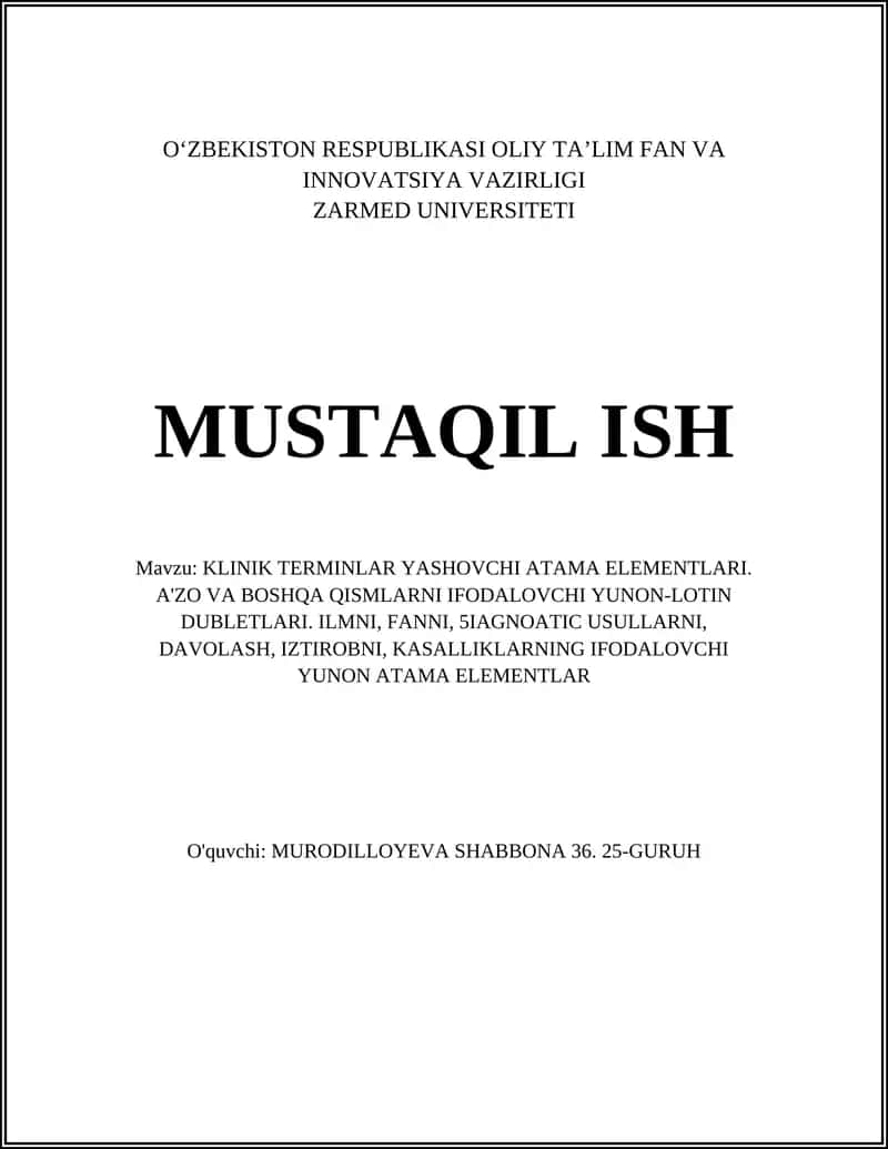 KLINIK TERMINLAR YASHOVCHI ATAMA ELEMENTLARI 1