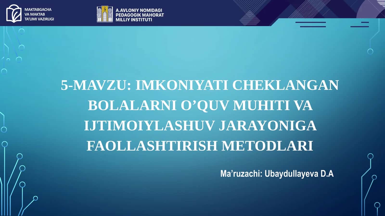 IMKONIYATI CHEKLANGAN BOLALARNI O’QUV MUHITI VA IJTIMOIYLASHUV JARAYONIGA FAOLLASHTIRISH METODLARI 1