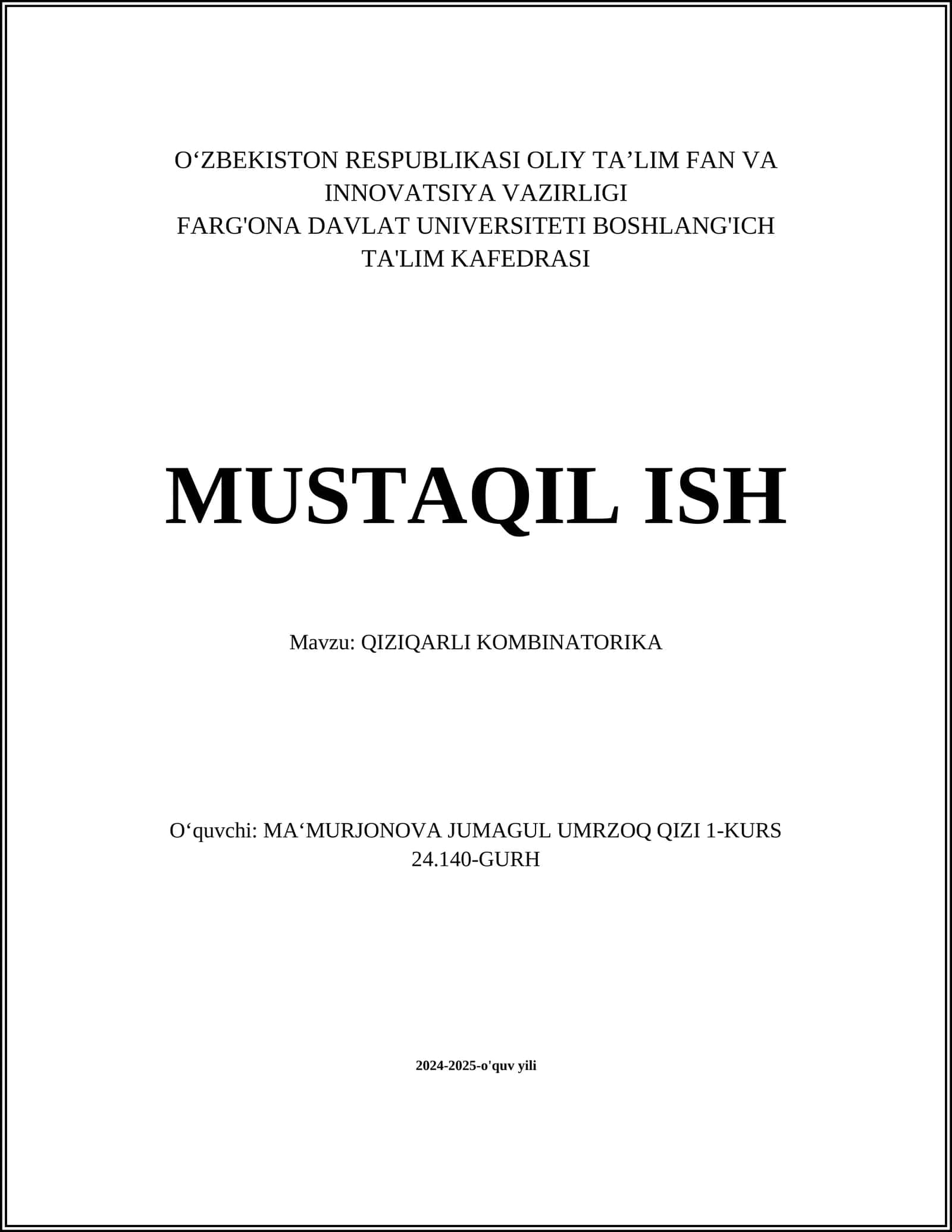QIZIQARLI KOMBINATORIKA 1
