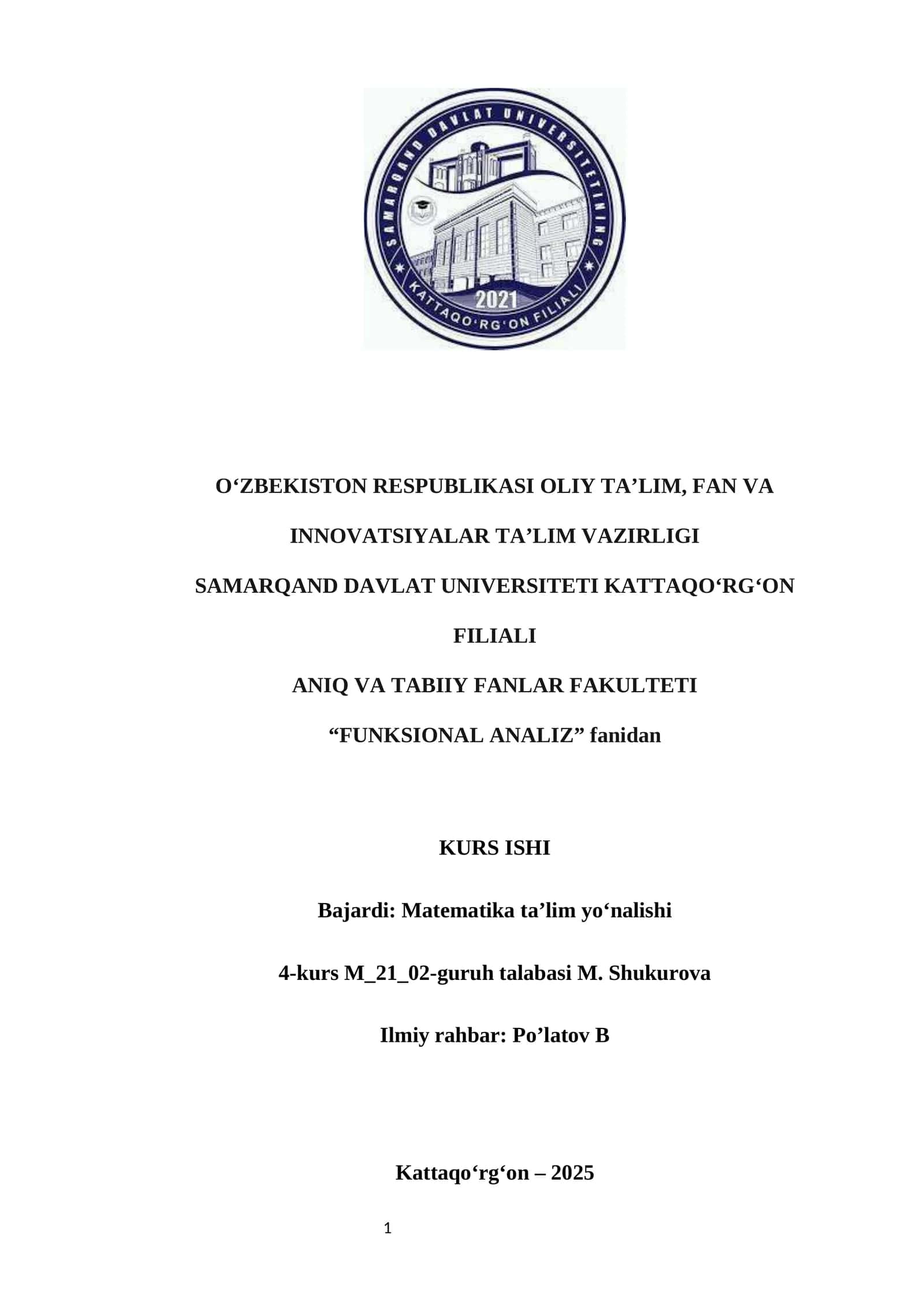 Chiziqli uzliksiz operatorlar fazosi 1