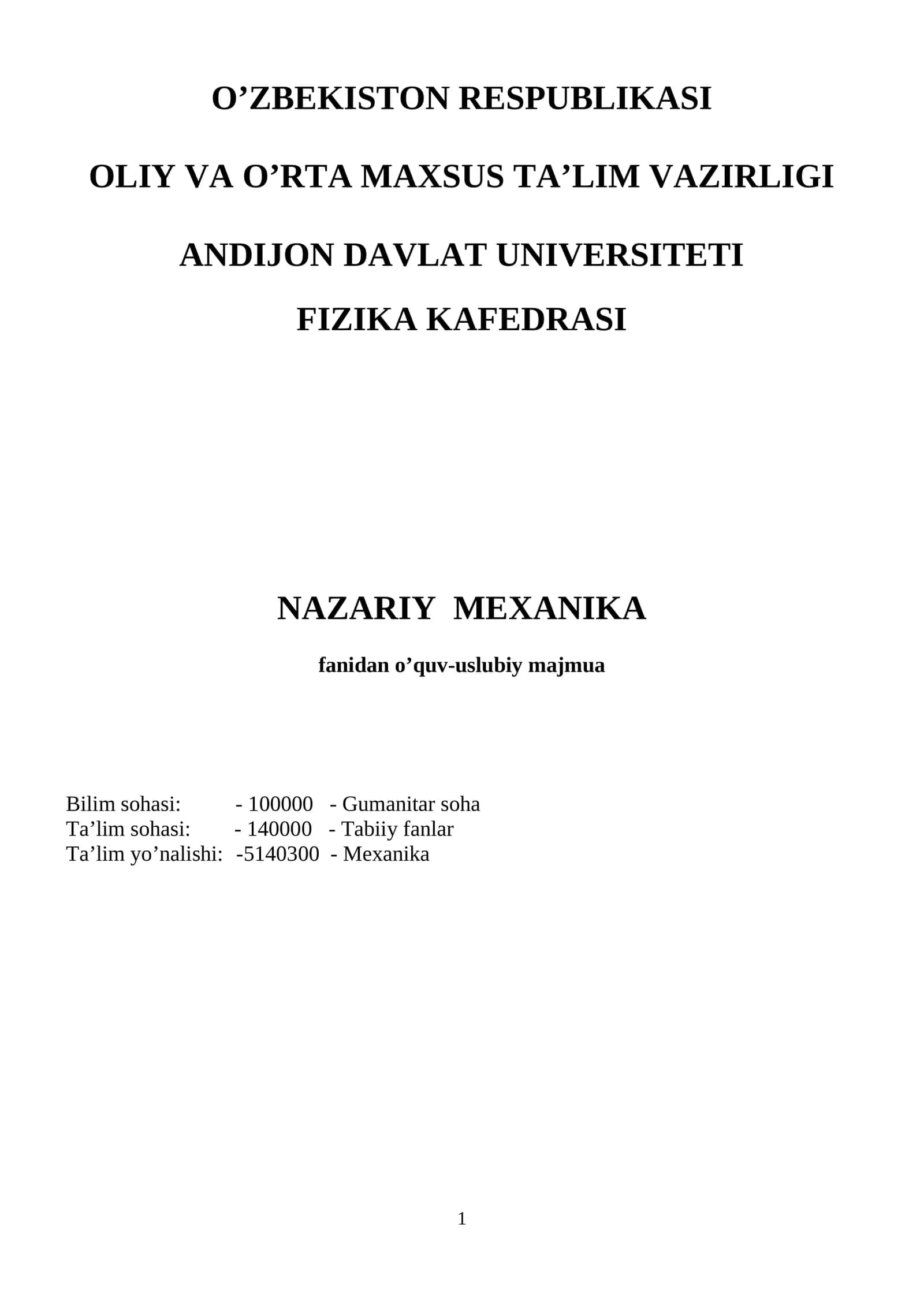 Nazariy mexanika 1