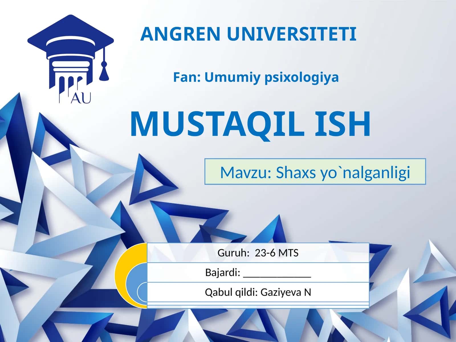Shaxsyo`nalganligi 1