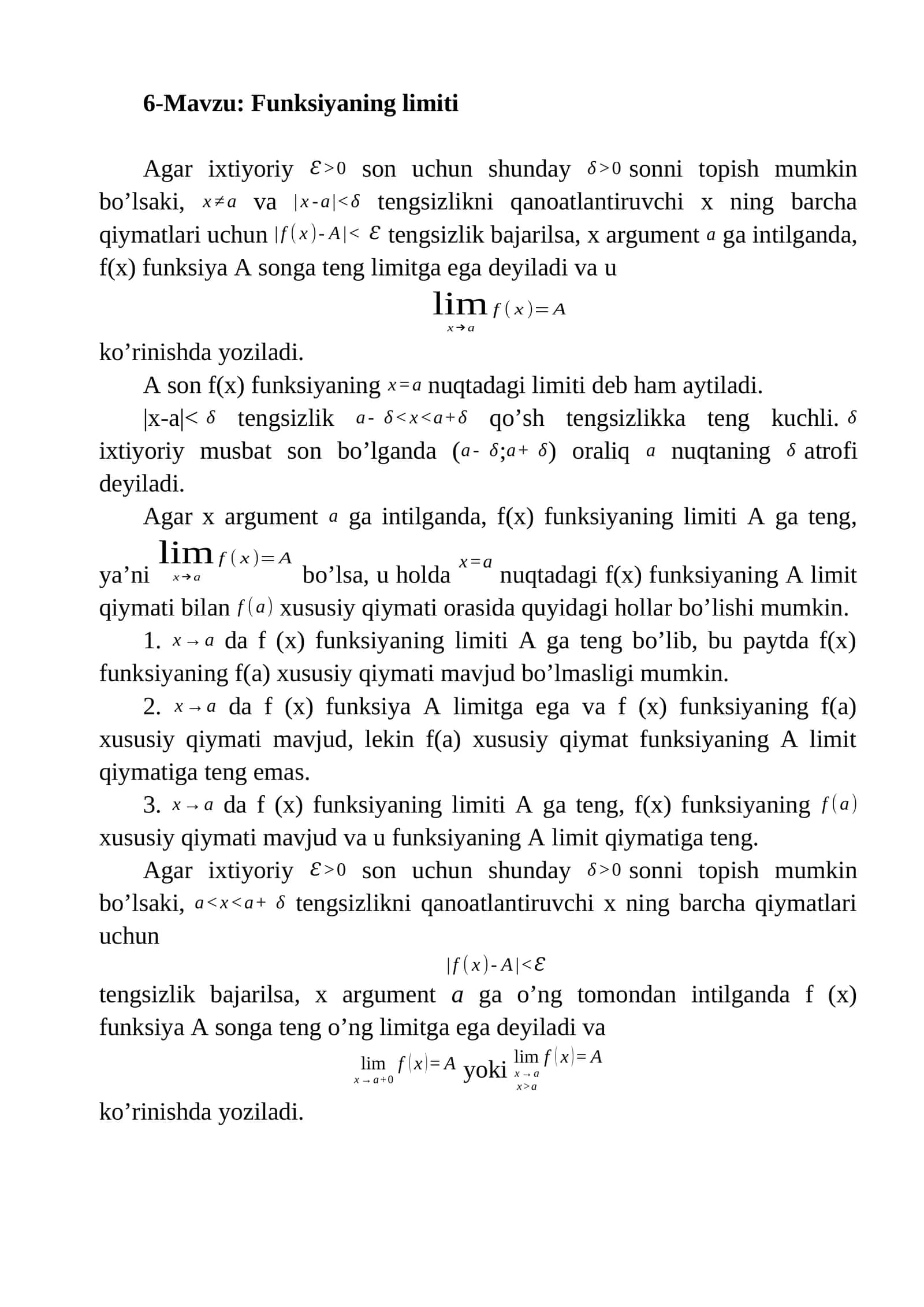 Funksiyaning limiti 1