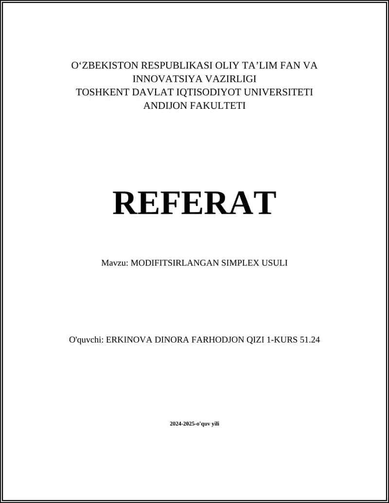 MODIFITSIRLANGAN SIMPLEX USULI 1