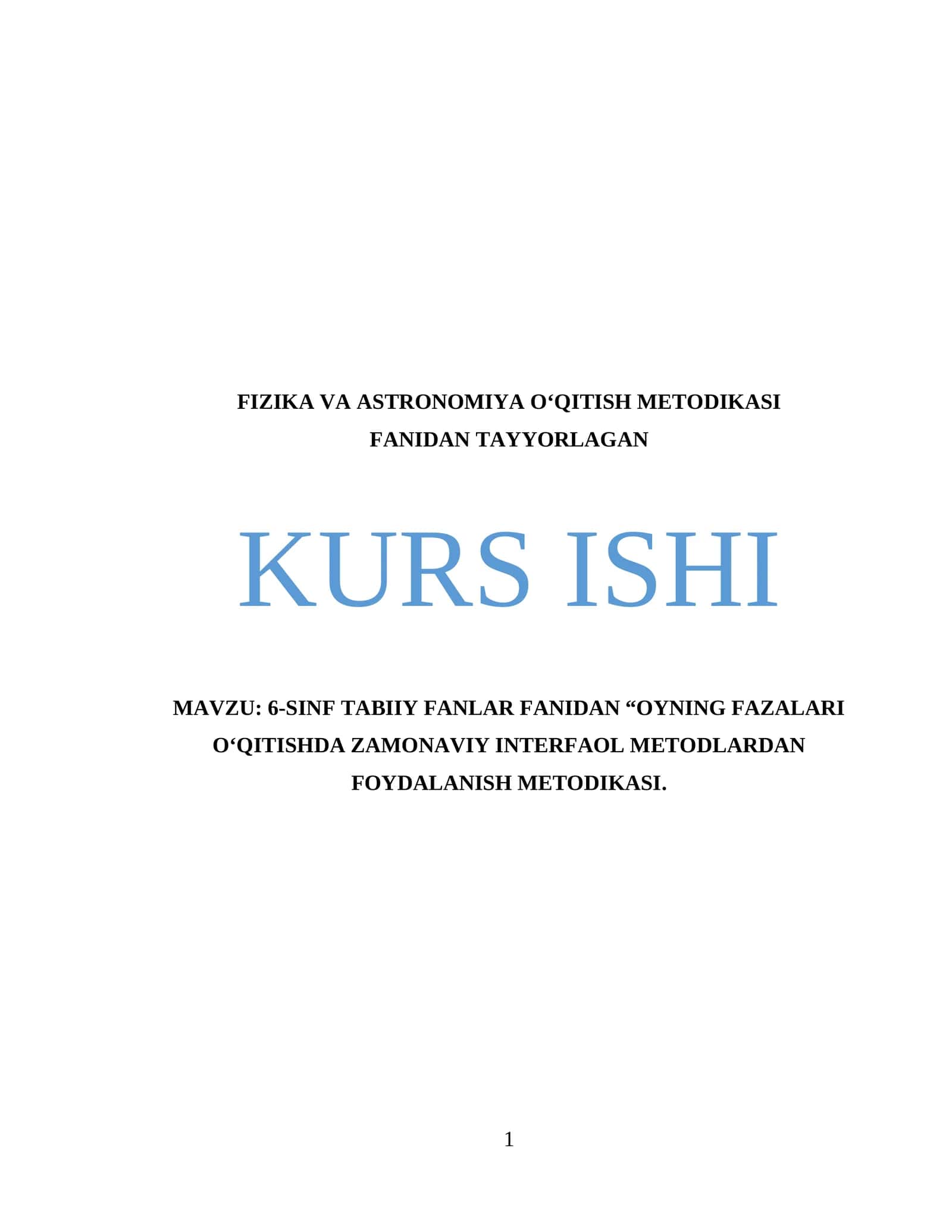 FIZIKA VA ASTRONOMIYA OʻQITISH METODIKASI 1