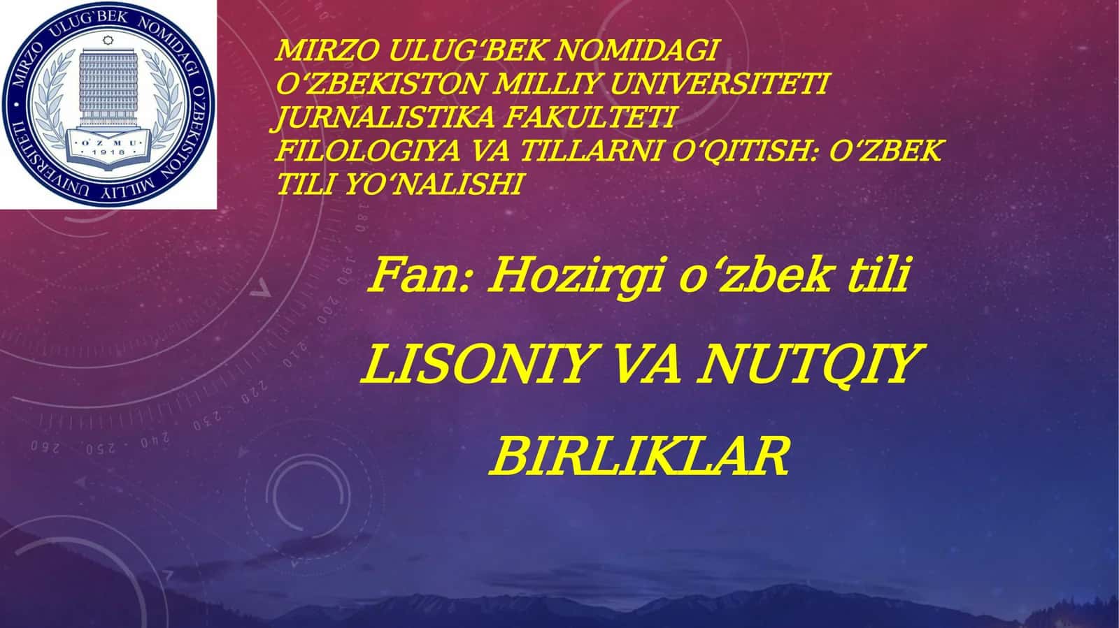 Lisoniy va nutqiy birliklar 1